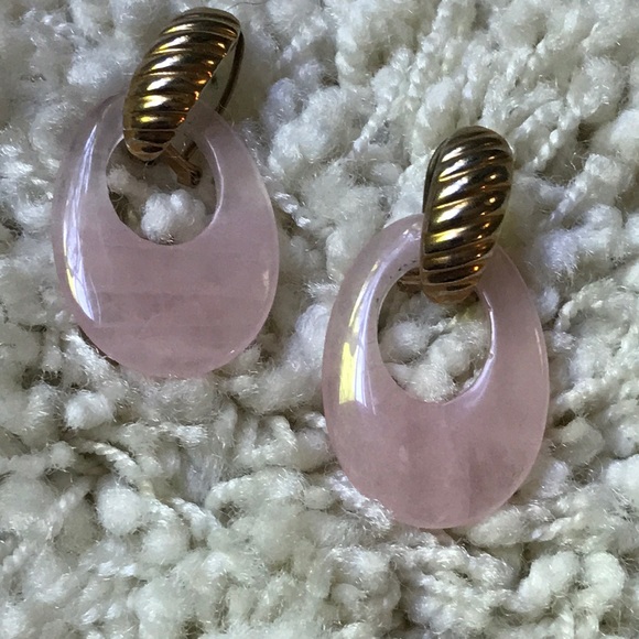 Genuine Rose Quartz Earrings - Picture 4 of 5